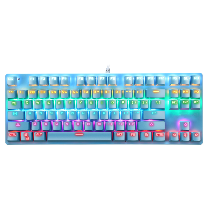 Fashionable 87 keys white pink black color rgb gaming keyboard and colorful mouse combo keycaps colorful