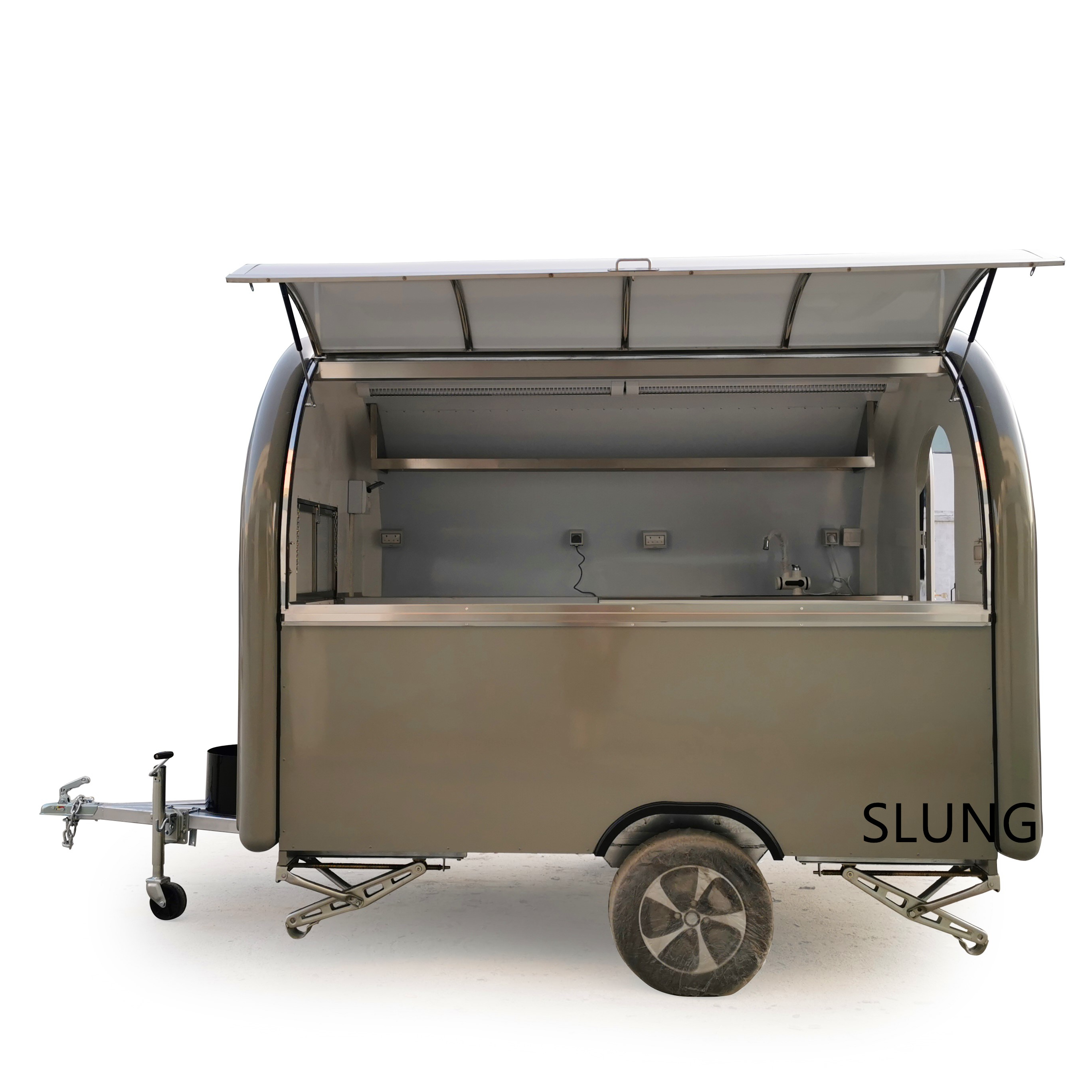 Kitchen Equipment fiberglass mobile fast Ice Cream Concession trailer food truck Europe dealers