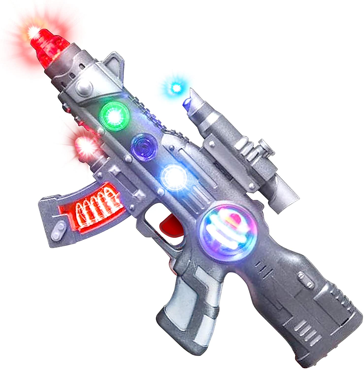 Light-Up Spin Ball Gun Blaster Toys With Sound & Light Effects LED Infrared Laser Shooting Gun Toy For Kids