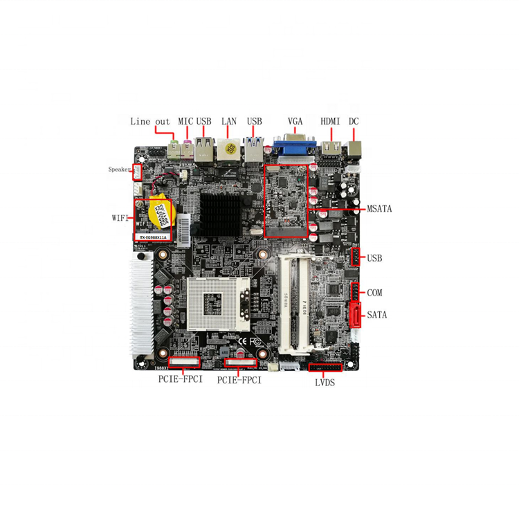 Intel PGA988 I3, I5, I7 поддерживает Mini ITX материнскую плату на основе HM65 ITX-EG988X11A