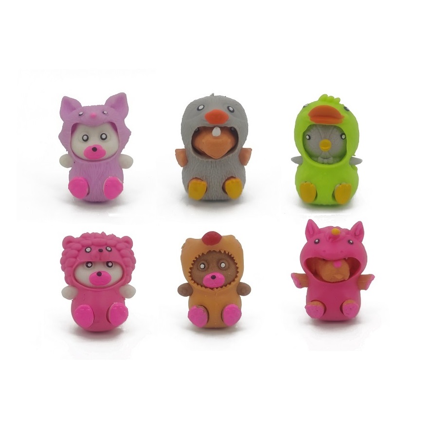4cm mini TPR stretch animals toys changing clothes novelty gag stress toy colorful animal TPR toys with various style