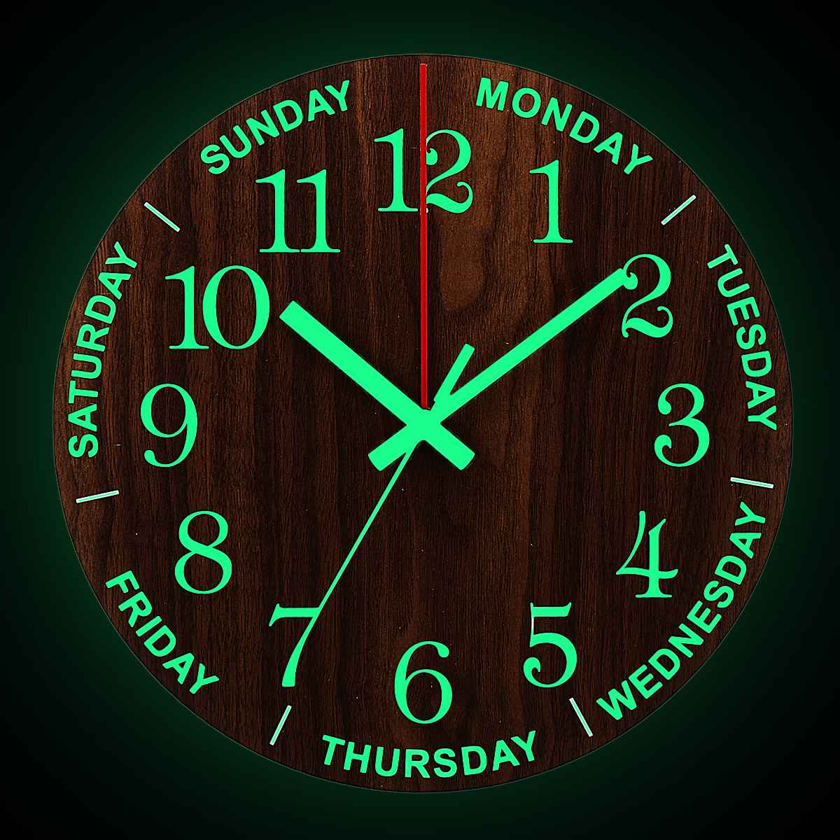 New Design Luminous Wood Silent Light in Dark Night Light Fashion Wall Clock Non Ticking Clock With Night Light Christmas Gift