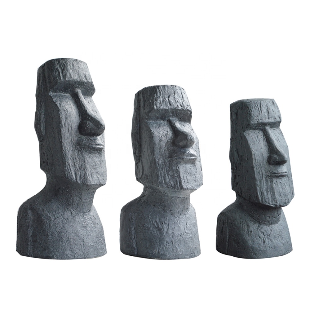 Фигурка пасхального острова, садовая статуя Moai в цвете камня, набор 3