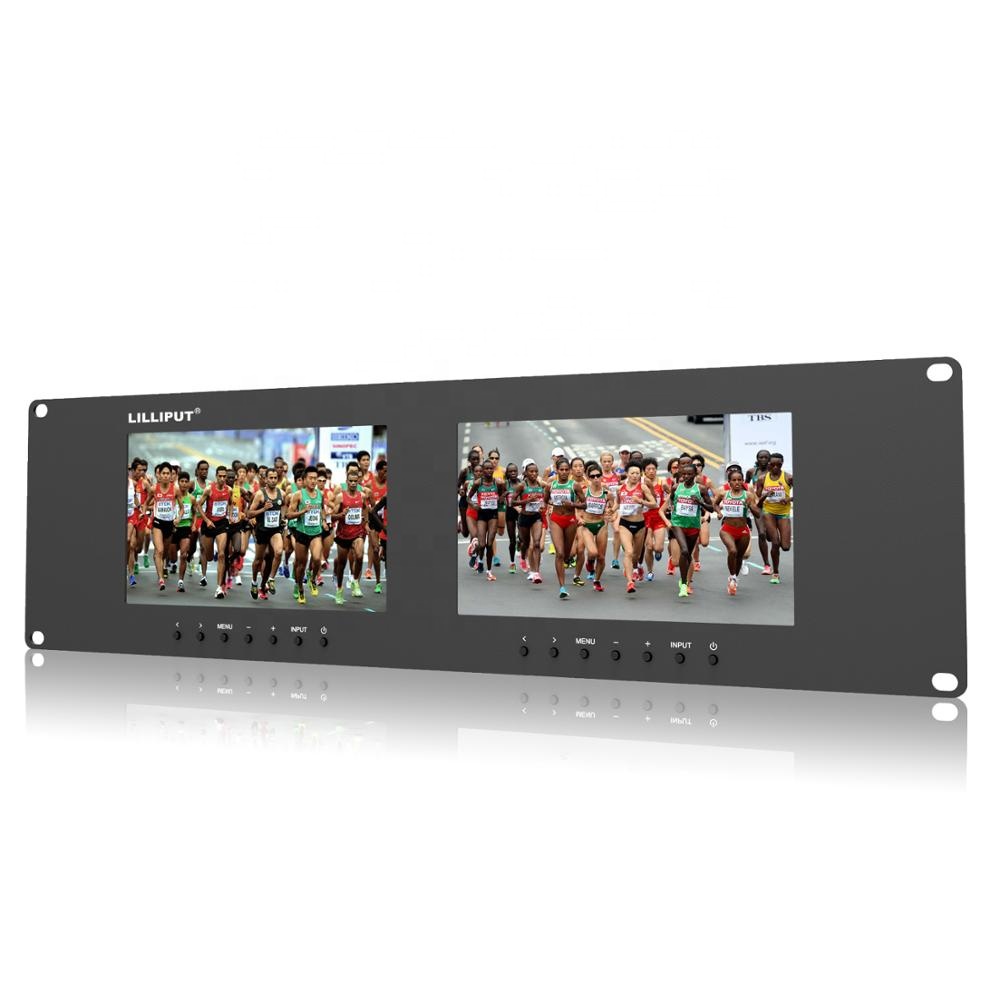 LILLIPUT RM-7024 двойной 7 дюймов 3RU IPS VGA ЖК-монитора держателя шкафа портативный 2 экраны трансляции мониторы