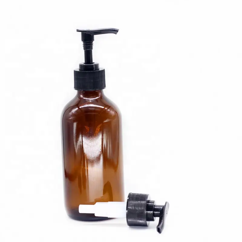 Glass bottle with lotion pump cream dispenser 28mm black