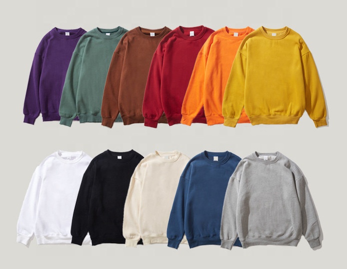 Oem custom logo pure blank men's round neck pullover pure color oversized sweatshirt