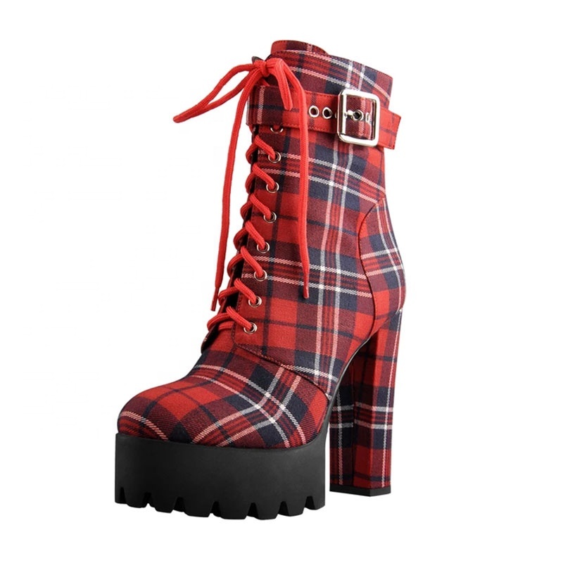 Wholesale lace up womens roman style boots ankle shoes heel