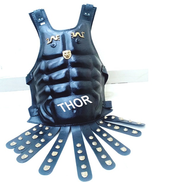 Leather Muscle Jacket Body Armour Cuirass Adult Size Greek Corinthian Sca Armor Costume Black Color
