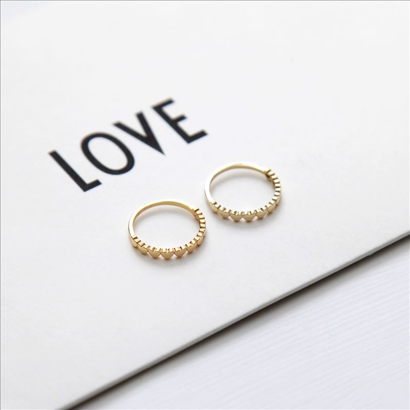 Maxery Trendy S925 Sterling Silver 14K Gold Plated Little love Extremely Slim Exquisite Japanese Style Tail ring
