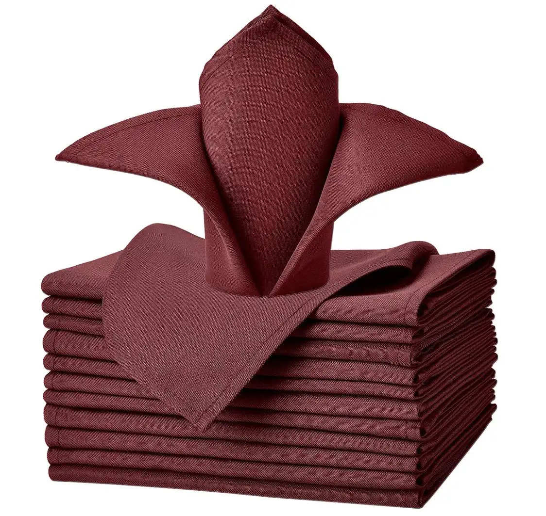 21 X 21 Inch Burgundy Cloth Dinner Napkin Soft Washable And Reusable Table Spun Napkins For Holiday Dinner Parties Wedding