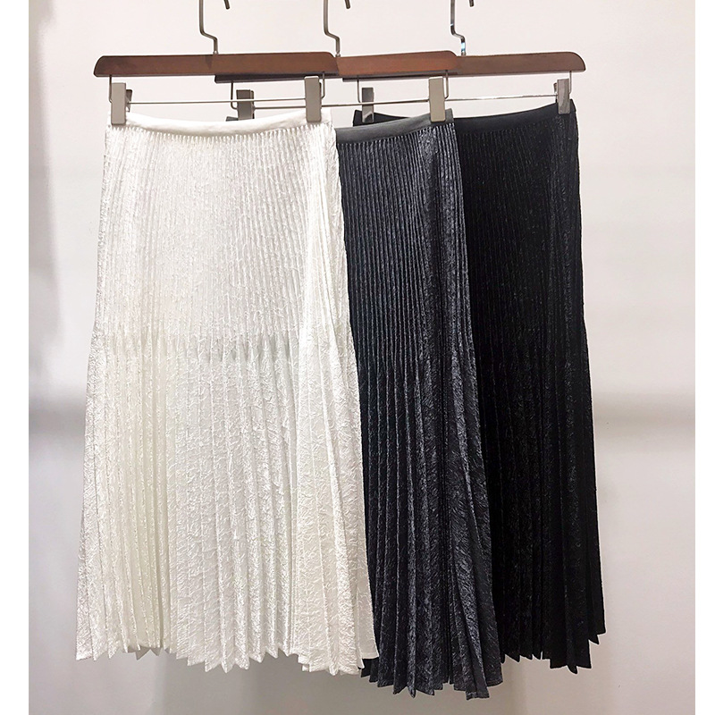 Miyake pleated skirt mid long women's high waist 2021 spring and autumn versatile pleated skirt women