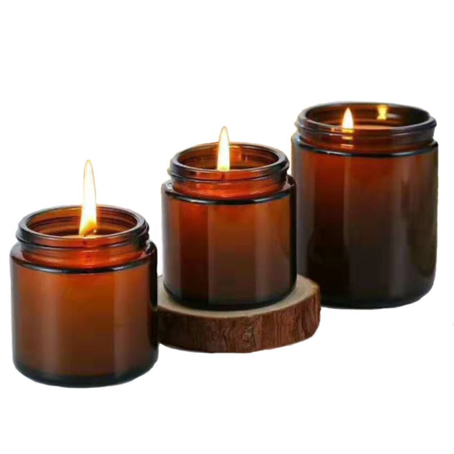 100ml150ml250ml заводская цена прямые стороны Янтарное цветное стекло свечи банки с крышками
