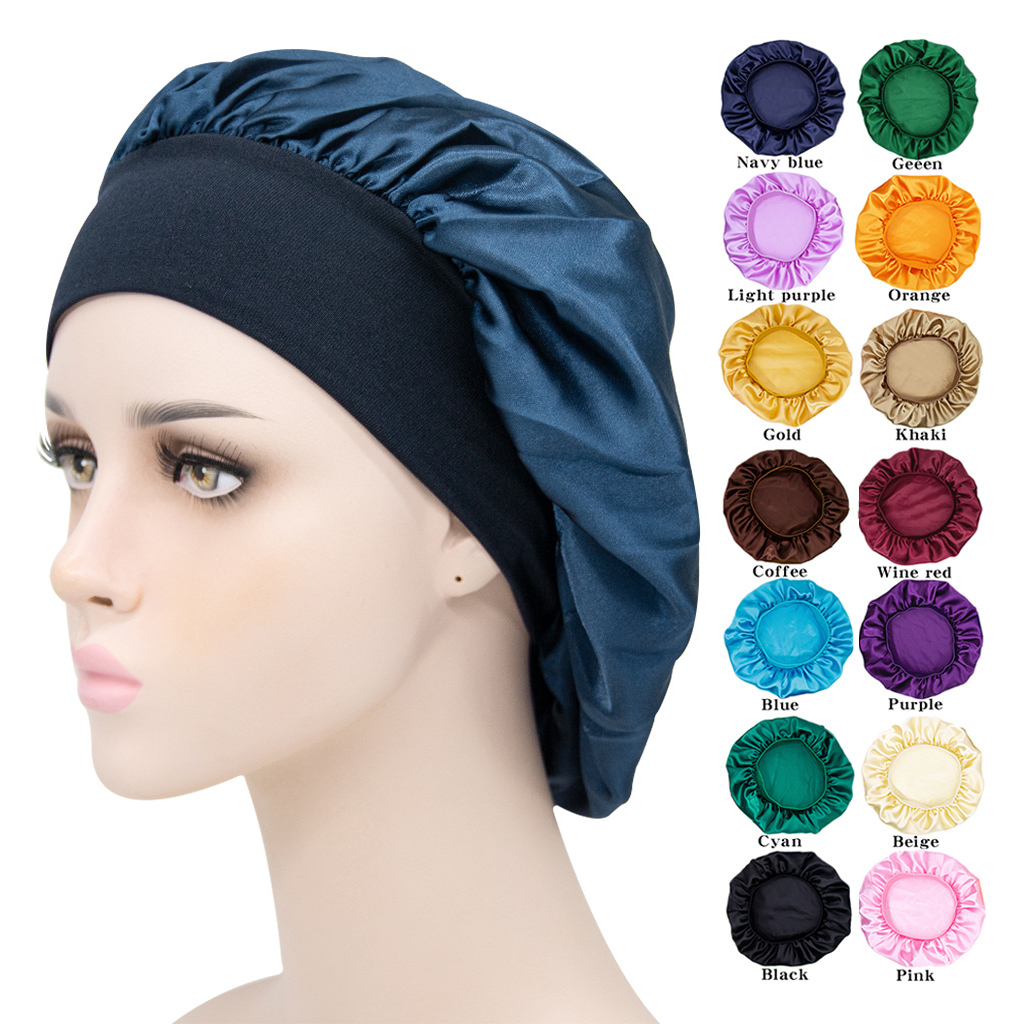 Double Layered Waterproof Eva Plastic Hair Bath Caps Blue Custom Style Solid Color Reusable Silk Satin Lined Orange Shower Cap
