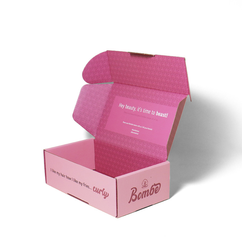 Pink Packing Boxes Cardboard Recyclable Corrugated Marble Mailers Printing Custom Size Logo Shipping Box