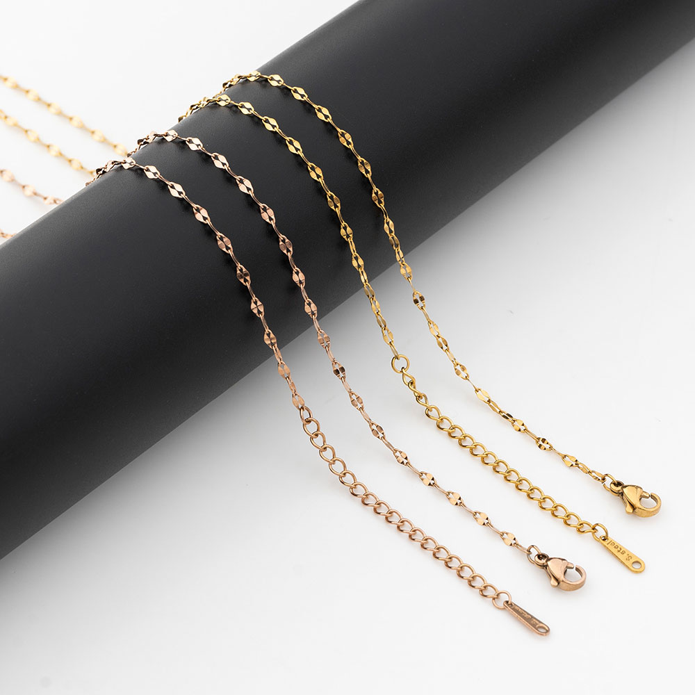 18K Gold Versatile Lip Chain Women 304 Stainless Steel Necklace Bare Chain Collarbone Chain