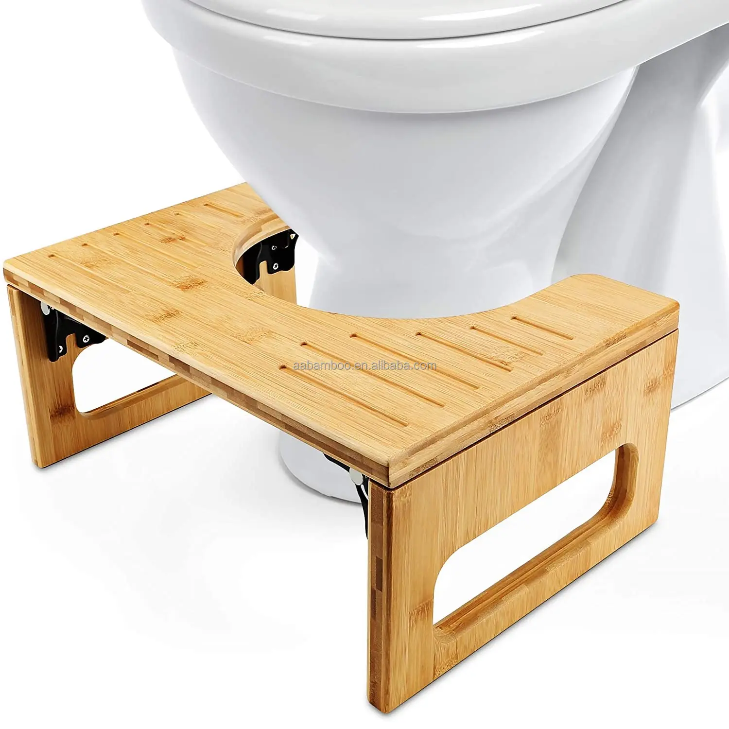 Toilet Stool, Bamboo Foldable Squatting Stool for Bathroom