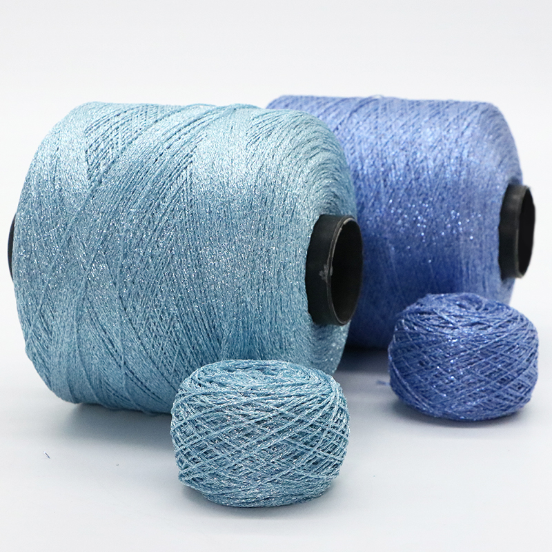 High Tenacity metallic polyester fancy colorful yarn with different colors for Threads Embroidery Knitting yarn metallic film