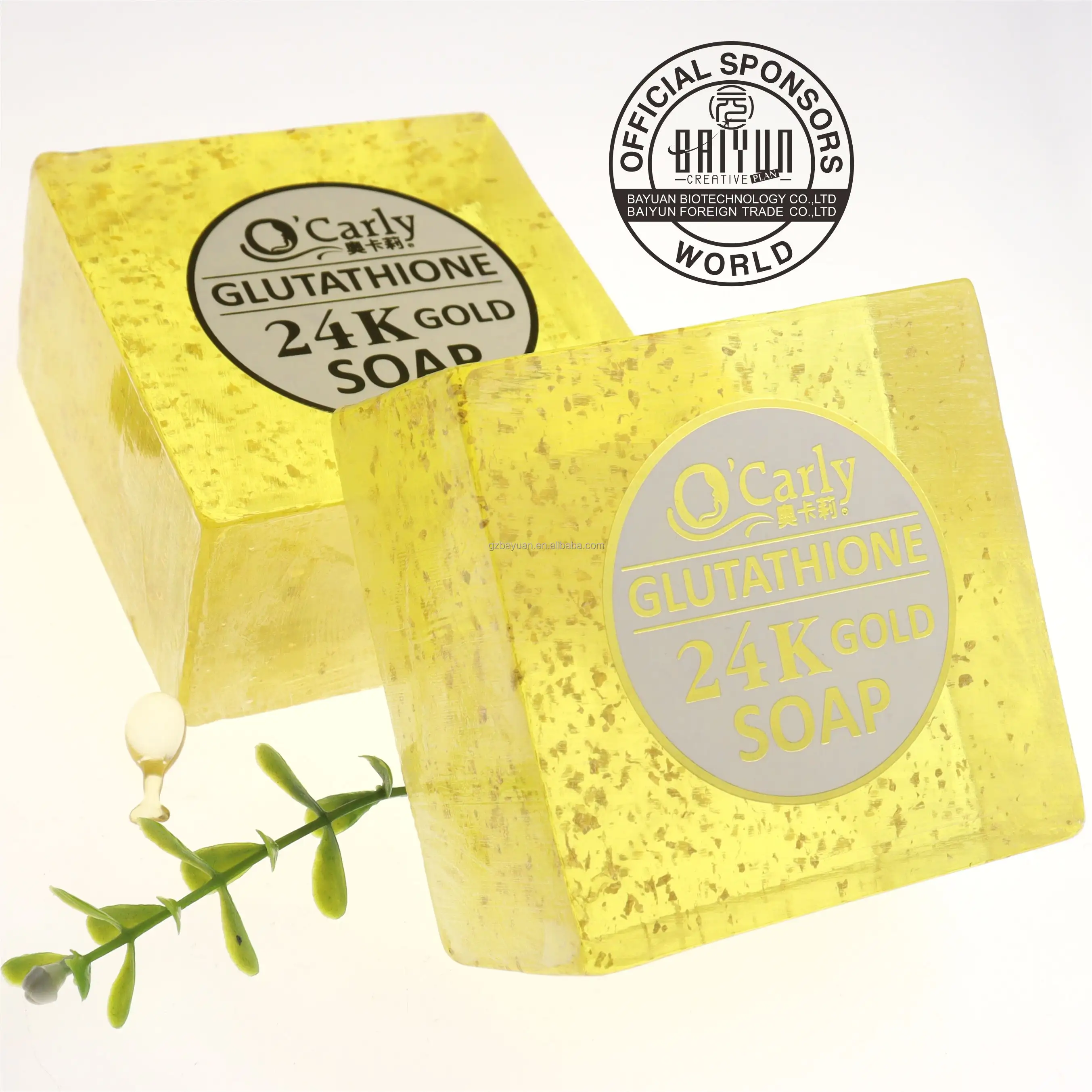 O'Carly skin care glutathion 24K Gold Soap Super White Ligntening perfume beautiful Bath 280g big Handmade Soap OEM LOGO