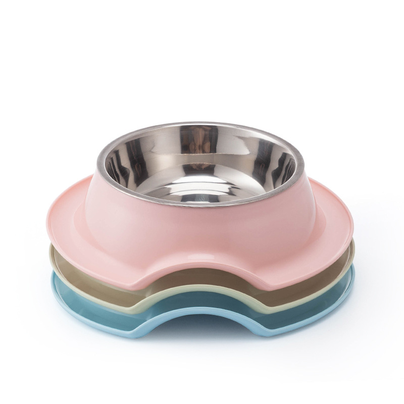 Ikitchen 2021 Hot Sale Colorful Non-Slip Cat Dog Bowls Plastic Custom Logo Stainless Steel Pet Feeder Dog Feeding Bowl