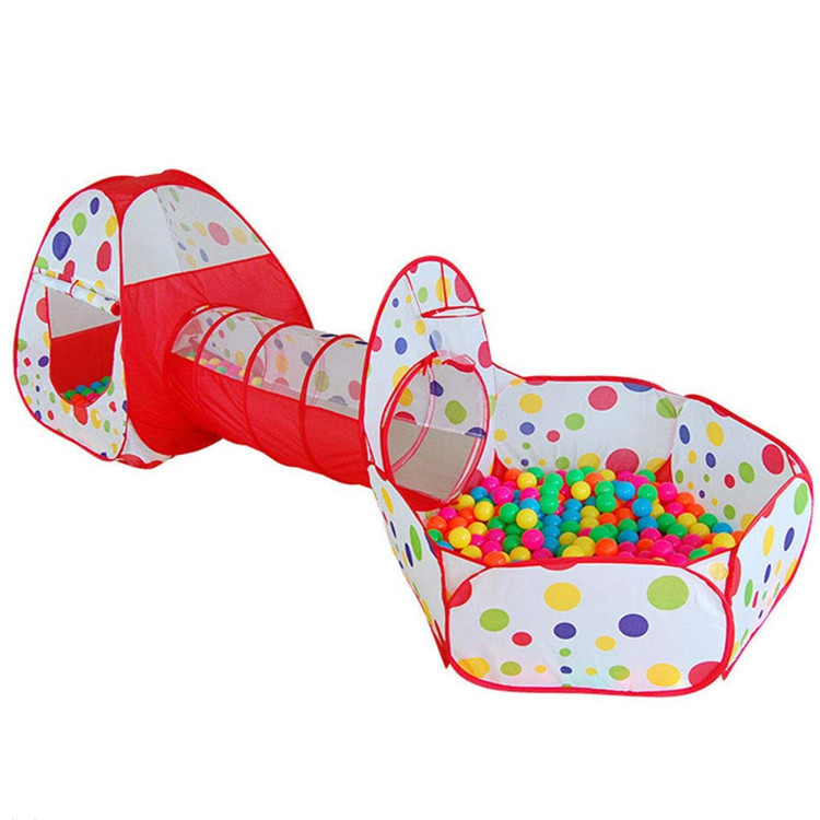 3 Pieces Play tent tunnel and ball pit with basketball hoop kids play tent house baby play tent indoor and outdoor