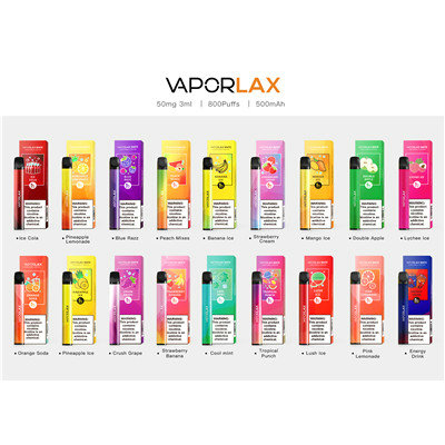 Fruits Flavor 800 Puffs Electronic Cigarette Disposable Vape Packaging Box Vaporlax Mate Mini E Cigarettes