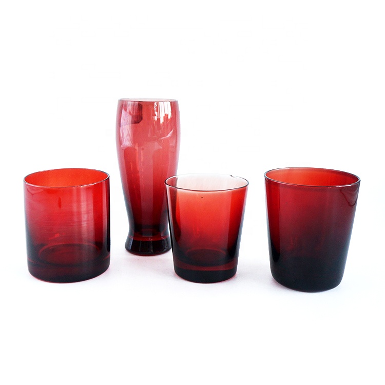high quality ruby red series water juice beer whiskey drinking glass cups antique glass tumblers