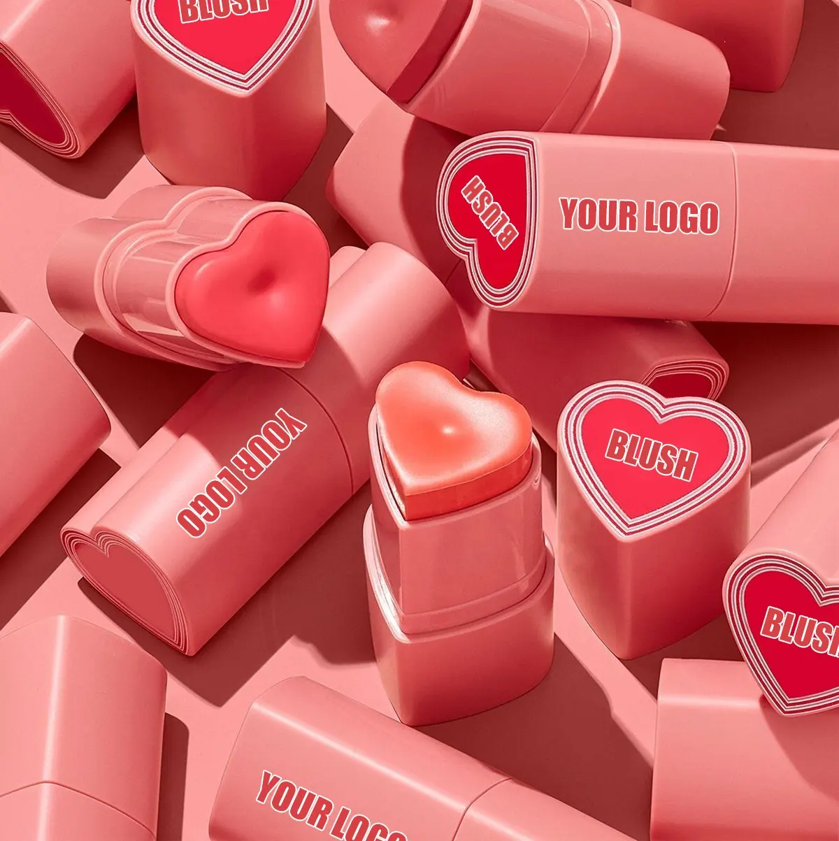 2022 Cosmetics Cruelty Free Tint Blush on Stick Cream-to-Matte Cheeks No Logo High Pigment Makeup Heart Shaped Blush