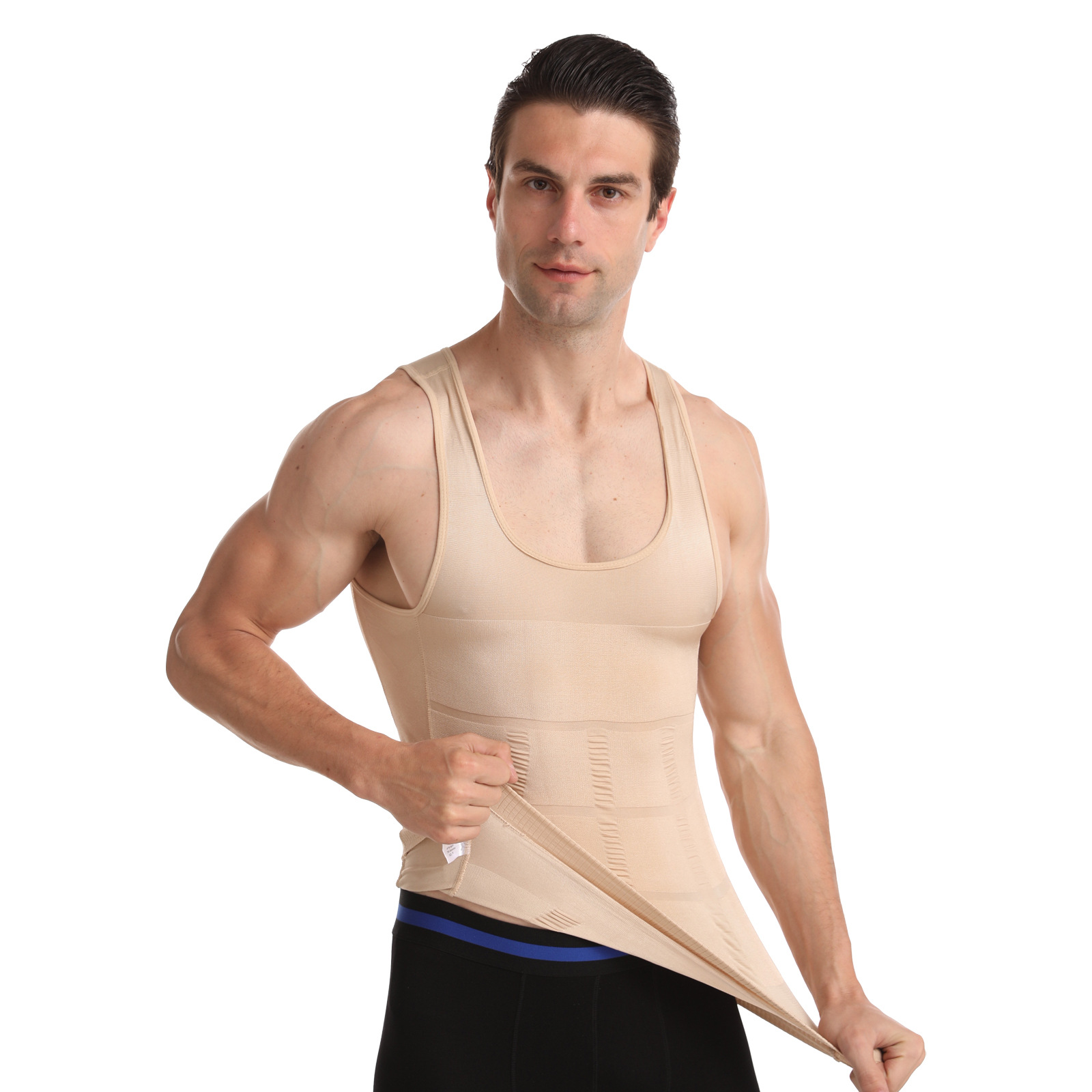 2021 Hot Selling Men's Body Shaper Slimming Shirt Tummy Waist Vest Lose Weight Shirt
