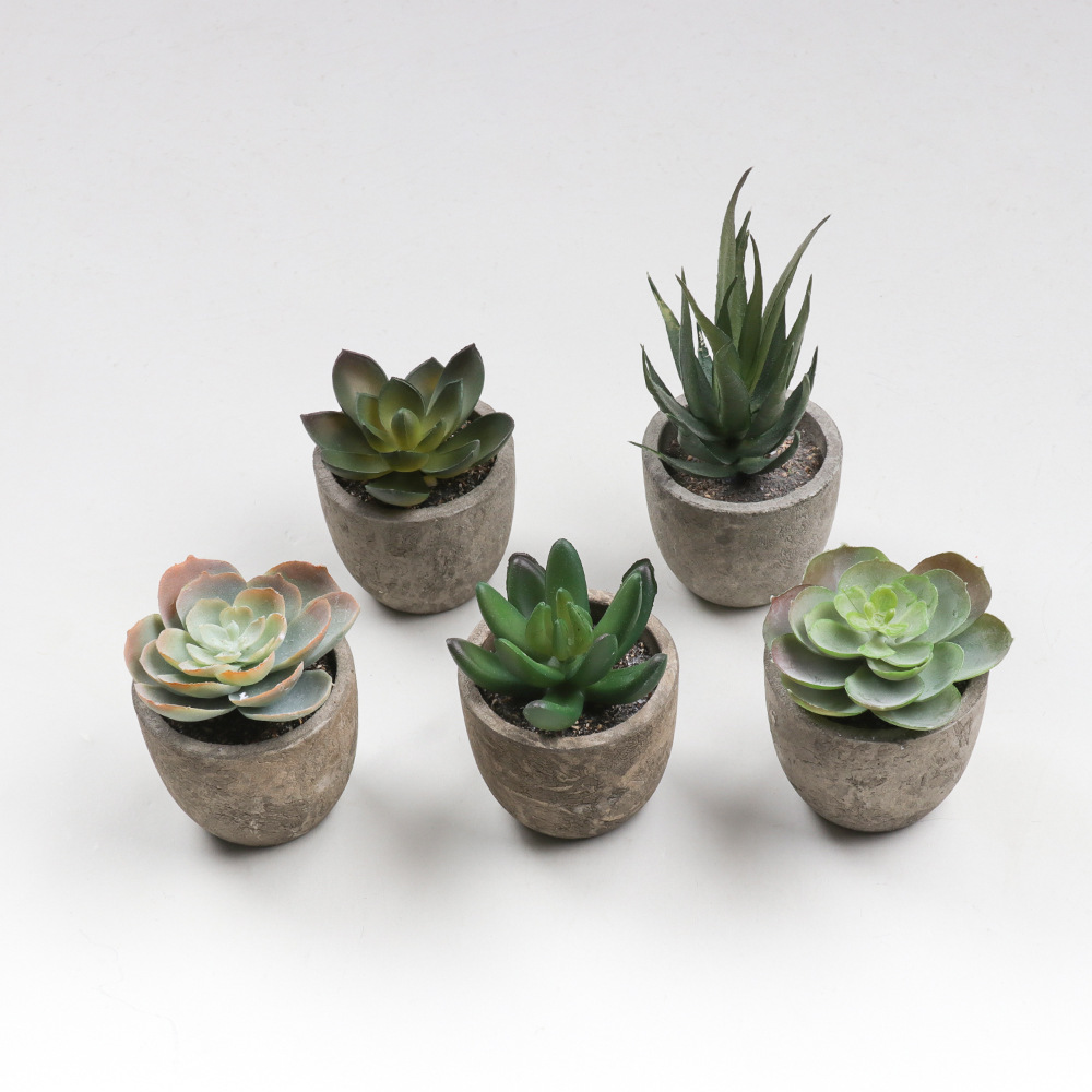 PT004 Amazon hot sale Small green potted plants mini artificial succulent plants for desk decoration