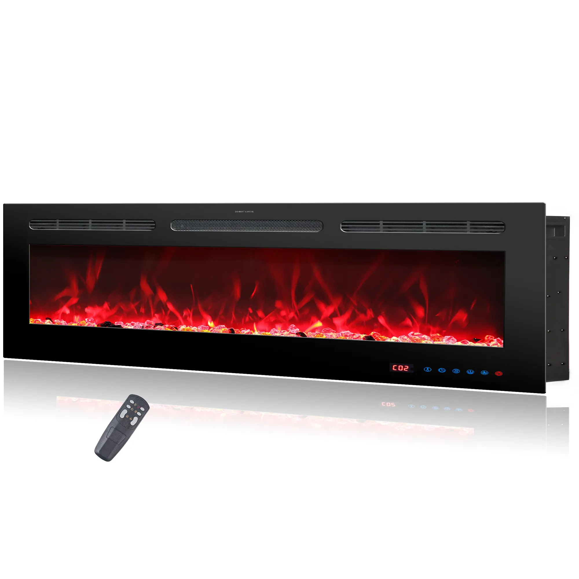 Luxstar High Quality 72R In Media Electric Fireplace Heater 13 LED Colors 1500W Power Recessed And Wall Mounted Modern Style