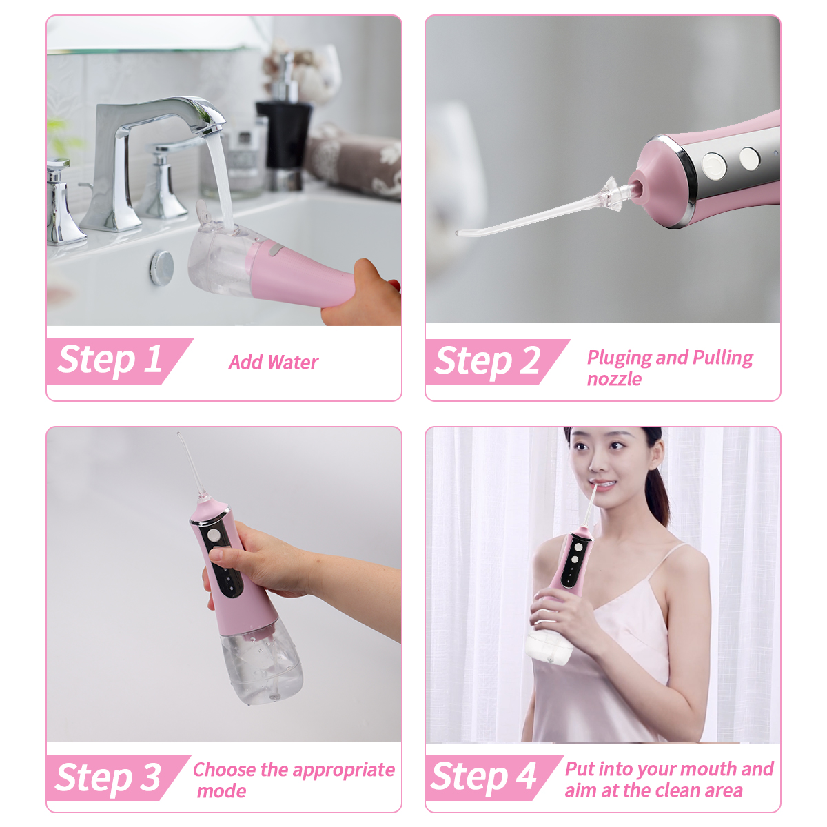 Portable Sonic Teeth Cleaner Cordless Dental Water Tooth Pick Electric Oral Irrigator Water Flosser