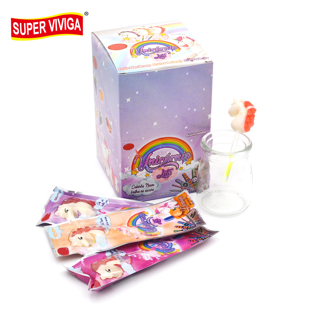factory wholesale 100g rainbow swirl unicorn rock lollipops