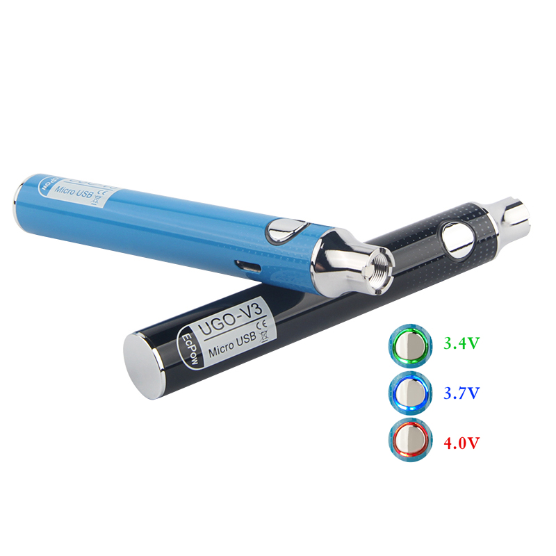 New arrival 650mah UGO V3 rechargeable 3.4V/3.7V/4.0V variable voltage preheat cbd vape pen battery for 510 thread cartridge