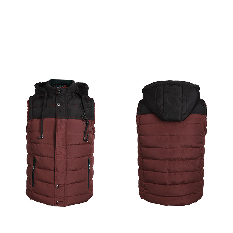 Customs manufacturer direct sales thickened high quality warm men's padding sleeveless vest with detachable hood