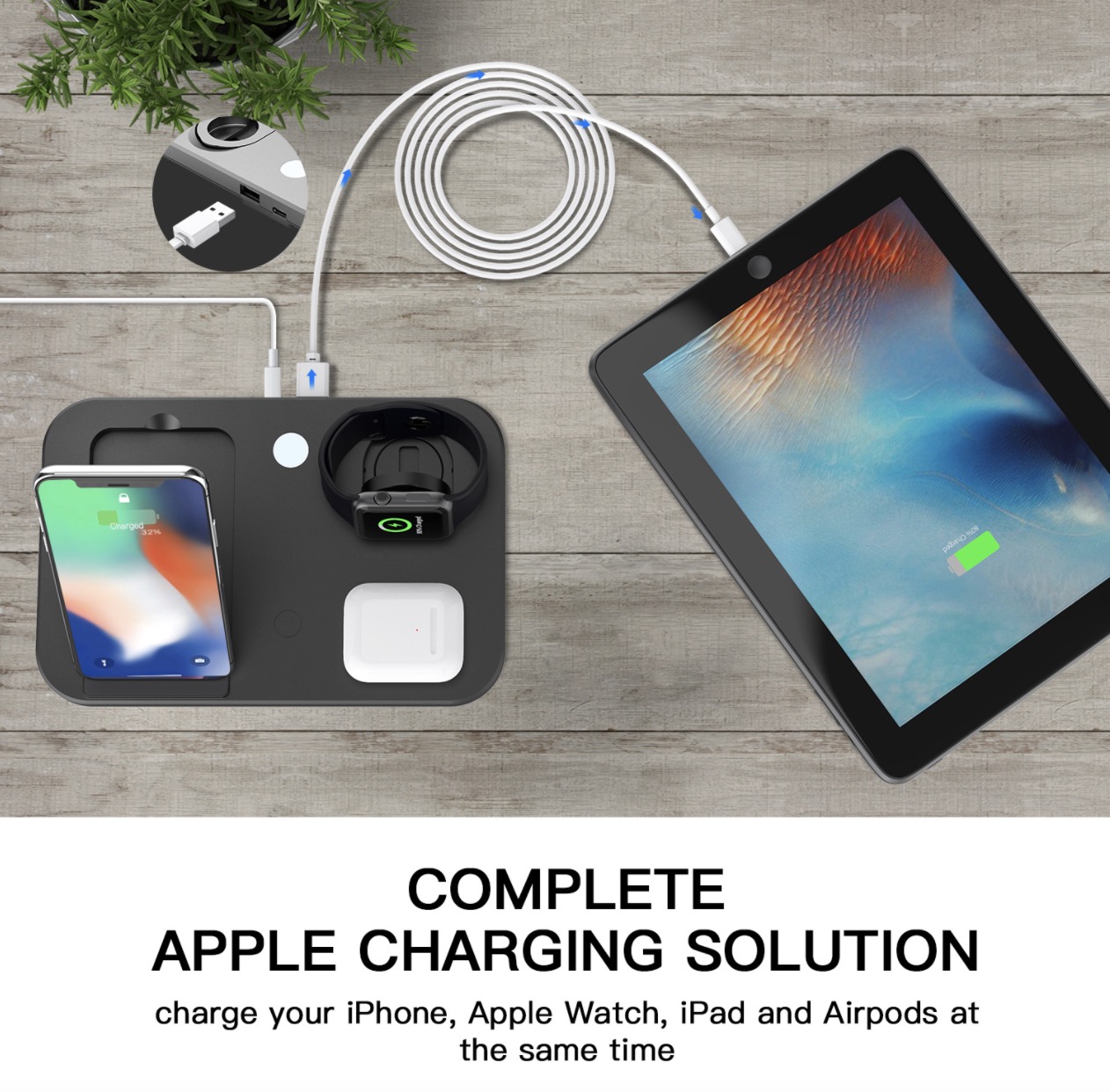 Best Selling 5 in 1 magsafe fast wireless charging dock for iPhone iWatch headset pad with night light
