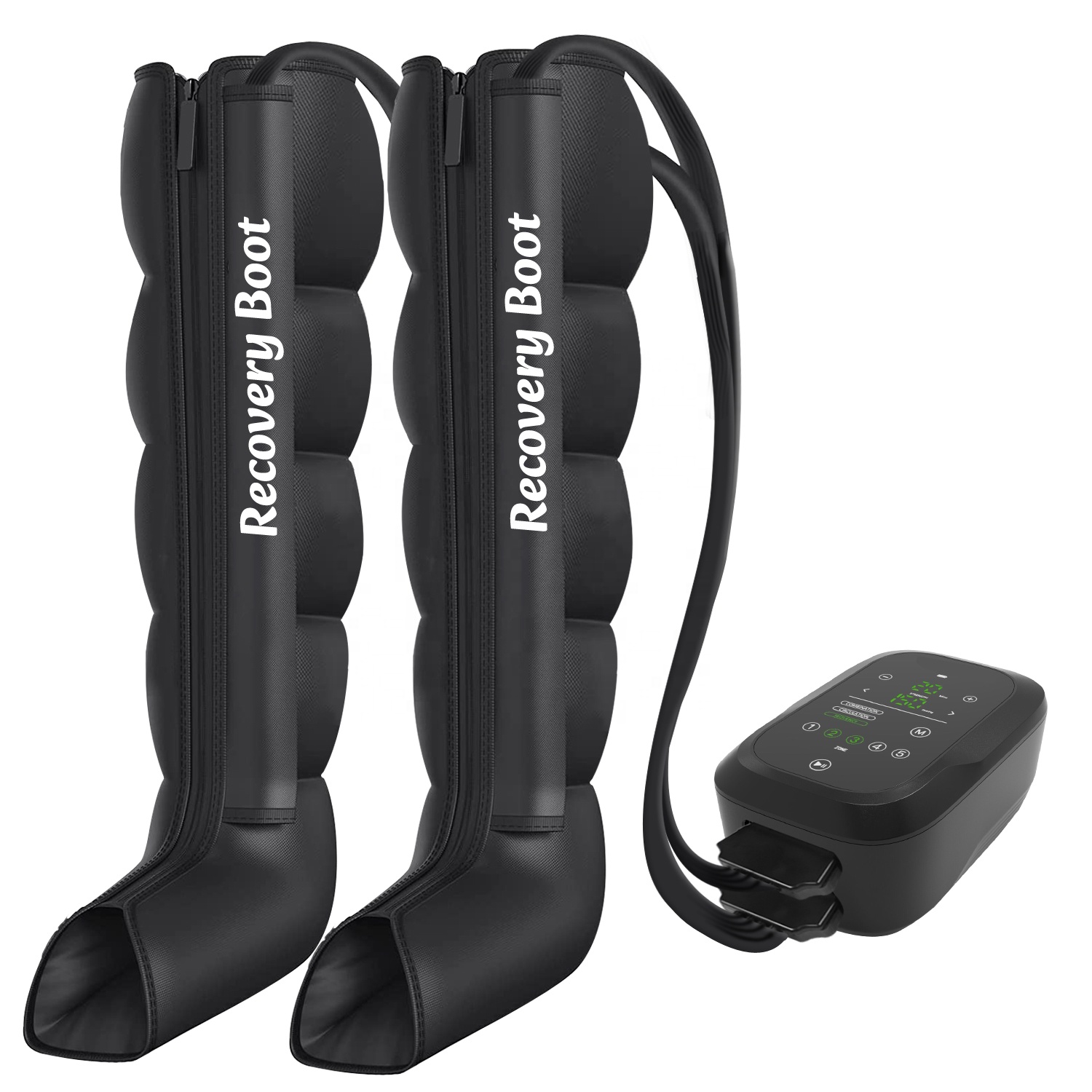 Recovery Boots for Rechargeable Muscle Soreness and Pain 5 Overlapped Chambers Air Compression Leg Massager