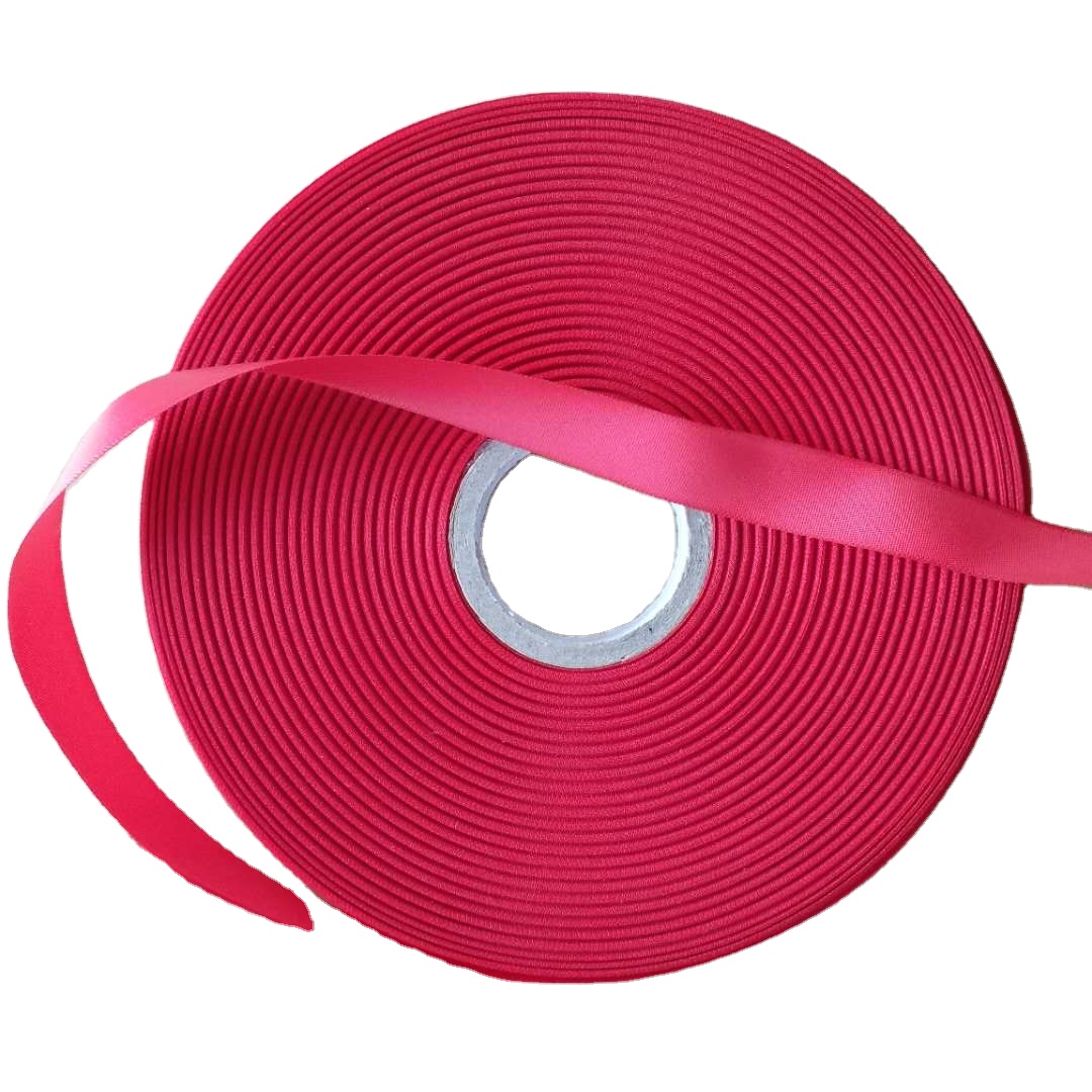 Eco-friendly woven care label white 25mm single side woven edge satin ribbon