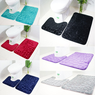 2021 New Luxury 2PC Pebbles Memory Foam Bath & Pedestal Mat Sets Non Slip Soft Bathroom Rugs