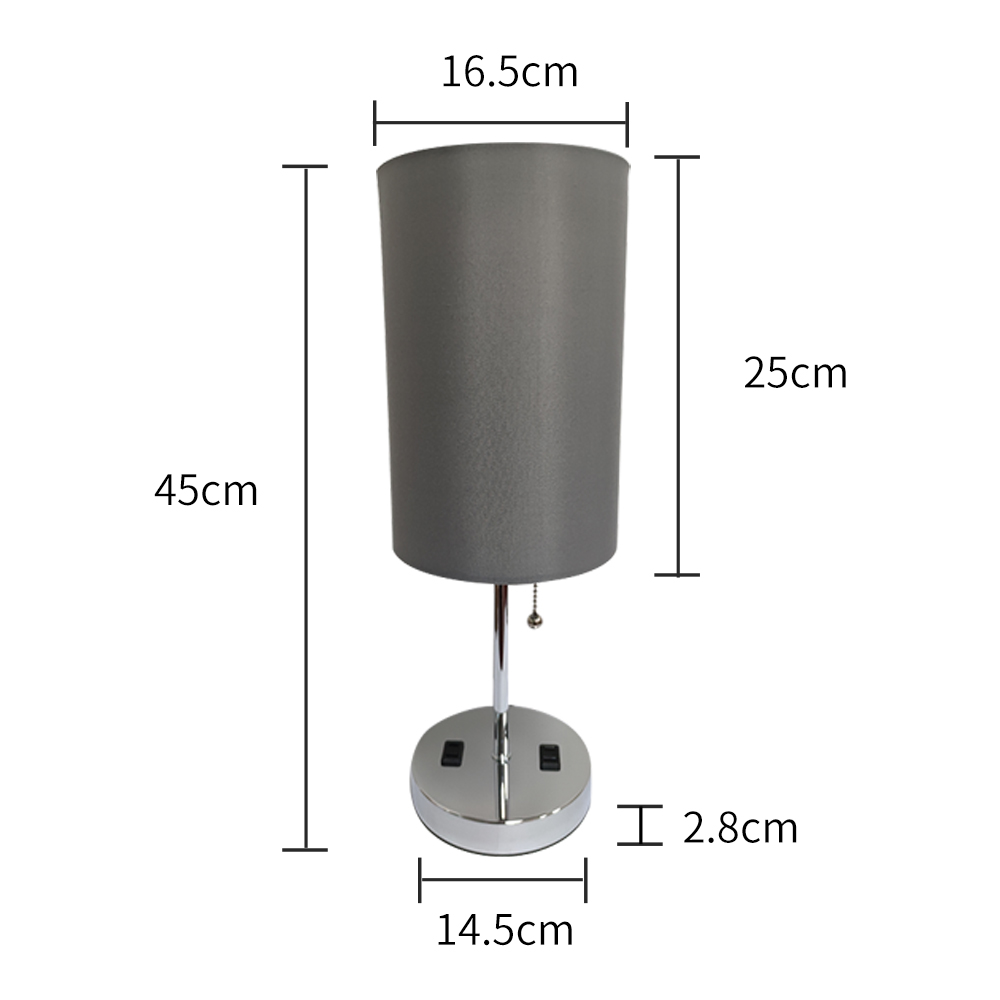 Metal base zipper switch round cloth table lamp suitable for hotels