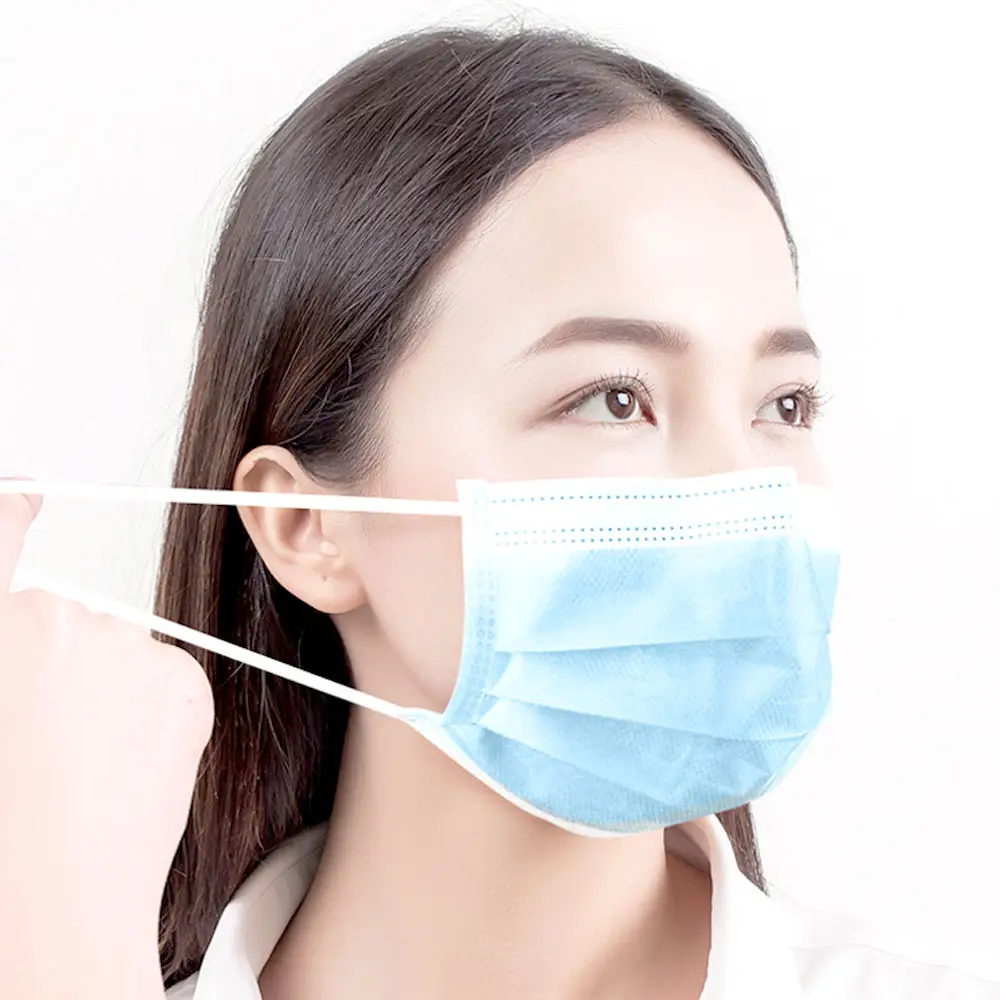 Flat-fold Andum 3ply Wholesale Cheap Fabric Disposable Facial Nonwoven Blue Color Mouth Breathing Dust Face Mask