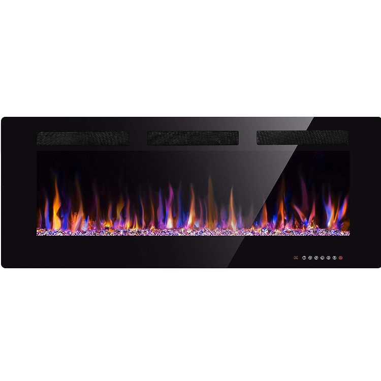 42 Inch Touch Screen Button Decor Flame Parts Smart Wall Recessed Convector Electric Fireplace Heater
