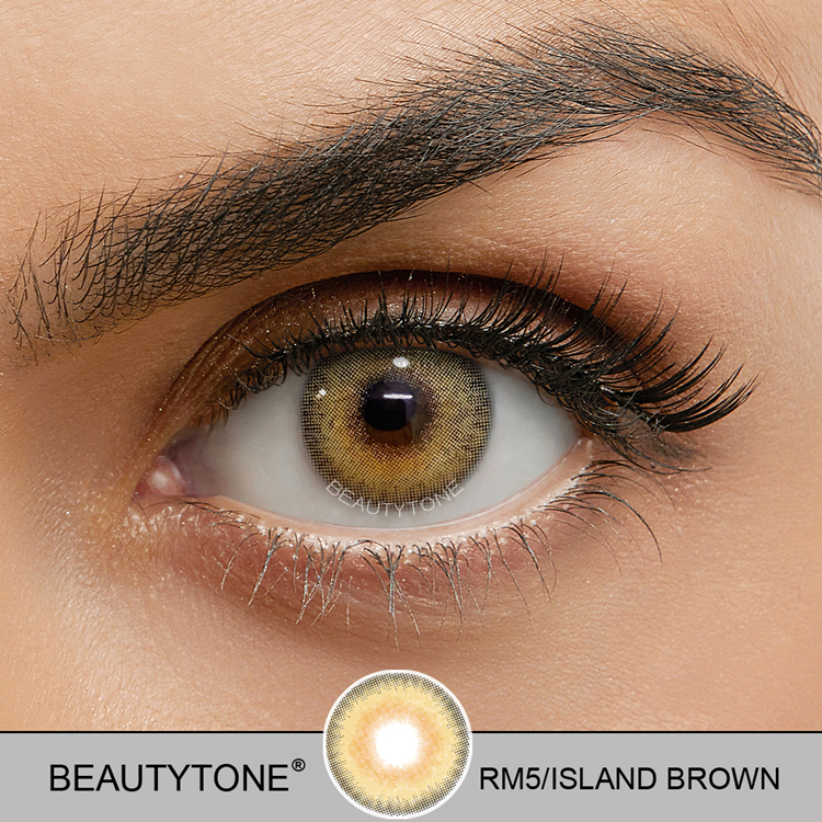 Красочные романтические коричневые контактные линзы естественного вида BeautyTone, оптовая продажа косметических одноразовых контактных линз на год