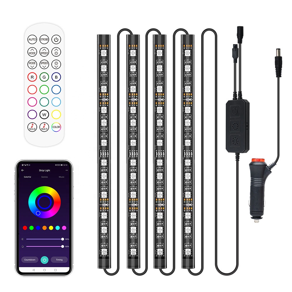 Разноцветная Светодиодная лента RGB для управления кинетической энергией, светодиодное атмосферное освещение для автомобильного интерьера автомобиля, окружающее освещение
