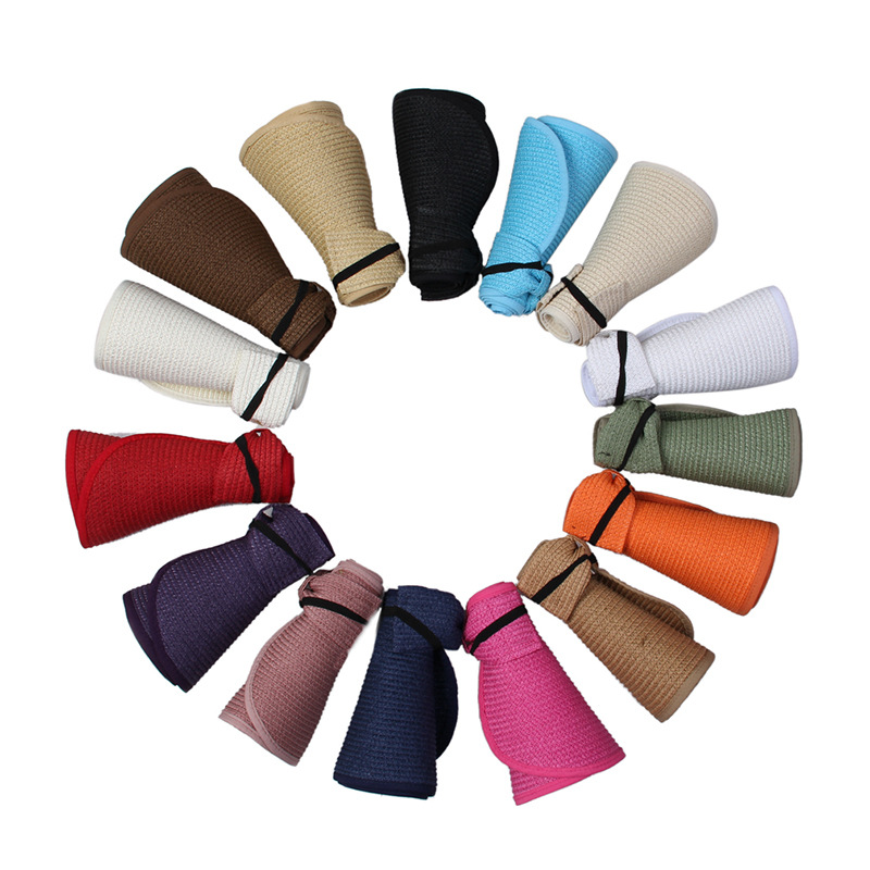 Summer Hats Women Beach Empty Top Straw Hats Foldable Sun Visor Hats For Women Summer