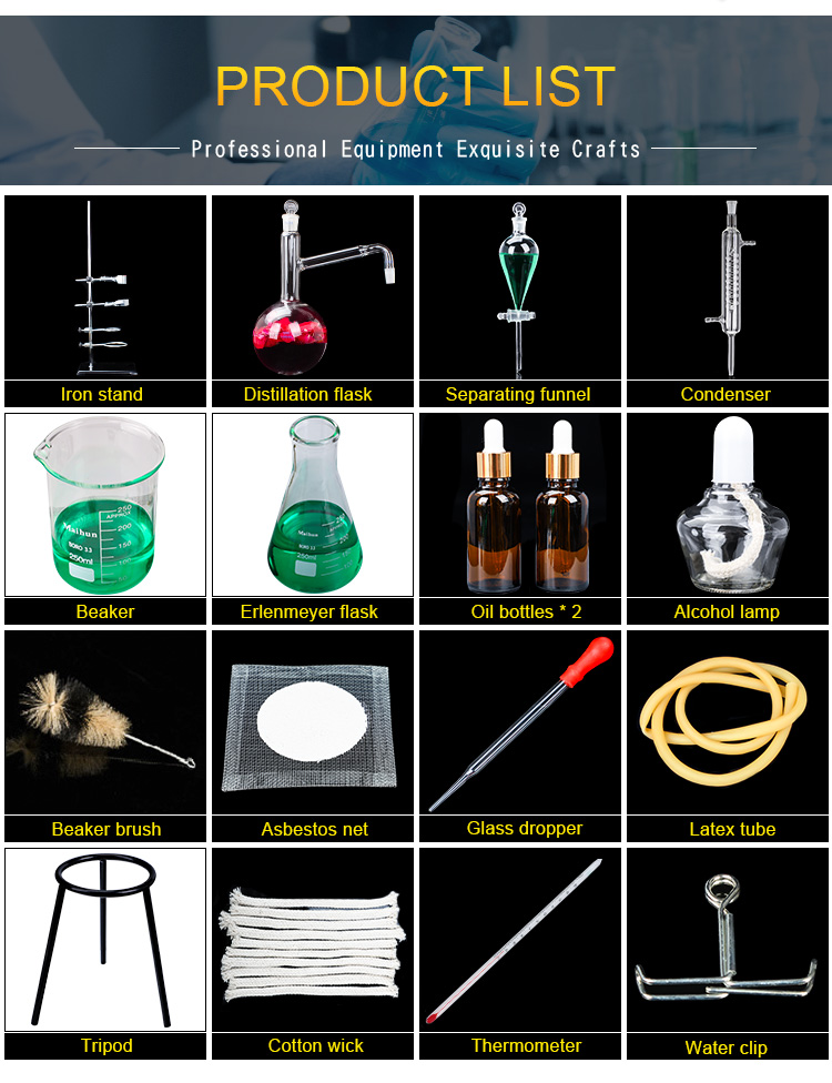 China supplies 1000ml distillation glassware set Laboratory glassware  Water Purifier Distiller Glassware kit