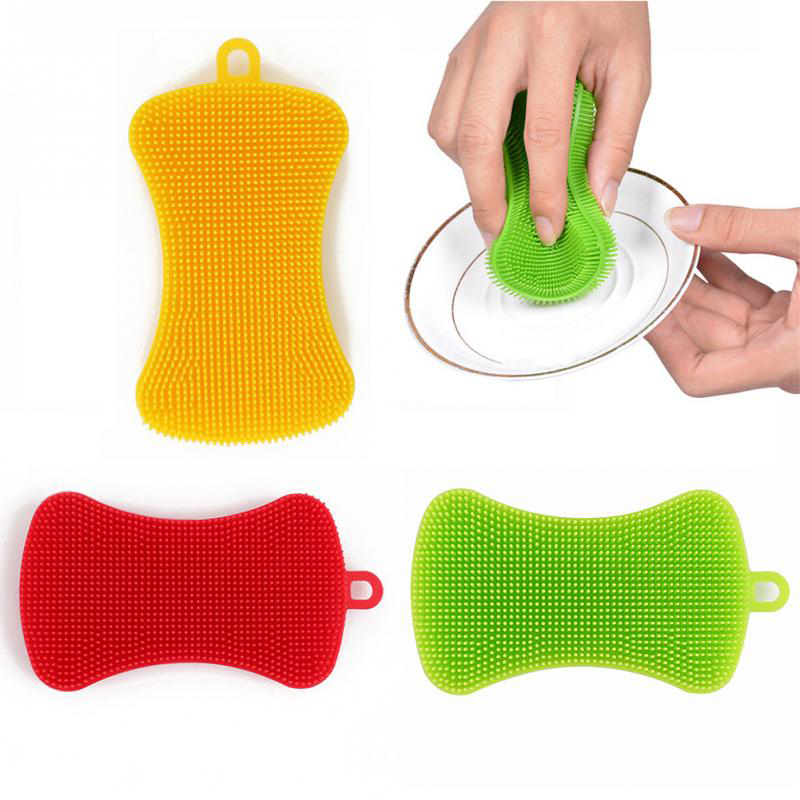 Hot Sale Heat-Resistant Food Grade Silicone Kitchen Dish Sponge Brush