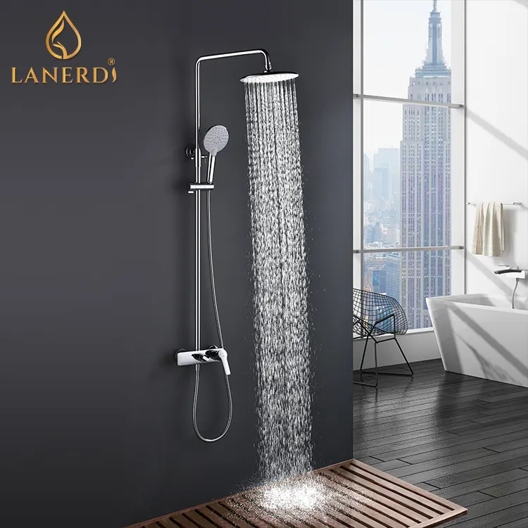 a german style hot and cold brass exposed shower mixer matte exposed shower system