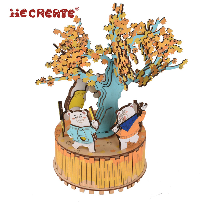 IIECREATE DIY музыкальная шкатулка деревянные развивающие игрушки