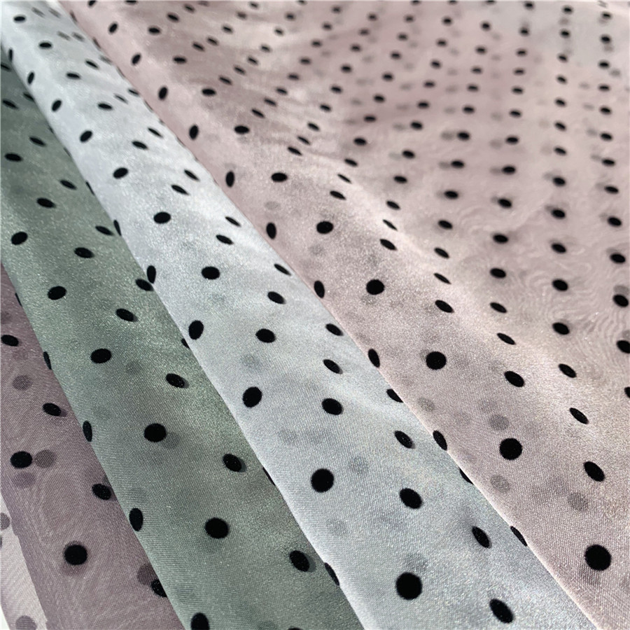 Hot sale clear washable durable chiffon print poka dots fabric for pants and light jacket