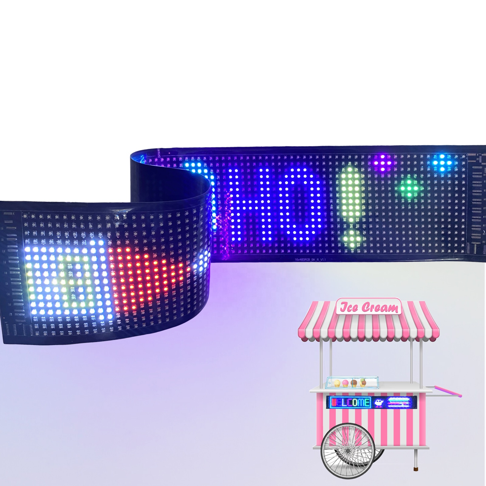 DIYmall 68 x 12cm  USB 5V LED Car Sign, BT Smart APP Control-Flexible LED Matrix Panel for Car Windows, Store